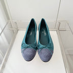 Chanel 25 Ballet Flat Green Mix Gray Suede 566822