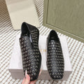 Jimmy Choo Eliot flat Slippers Metallic Eyelets Black Calfskin 568492
