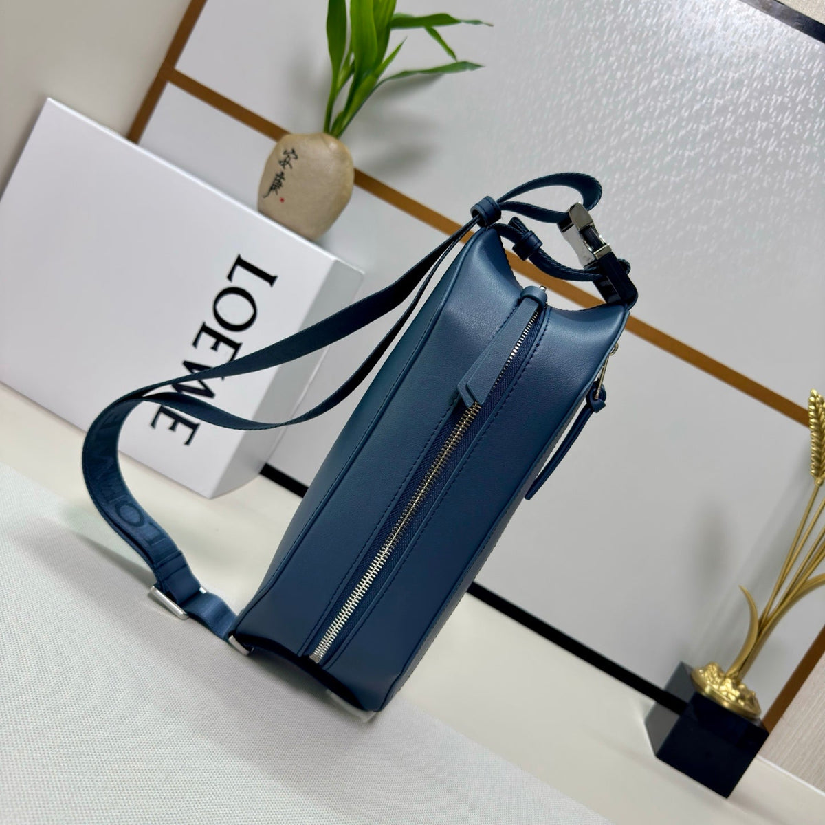 Loewe Classic 32cm Waist Bag Blue Calfskin Leather 274664