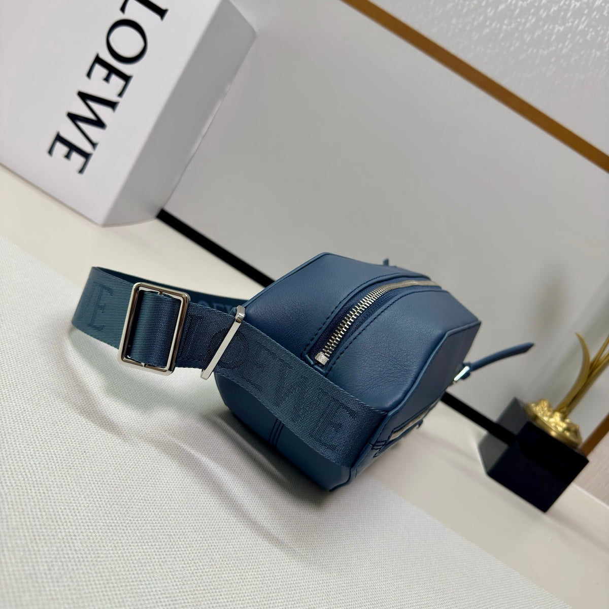 Loewe Classic 32cm Waist Bag Blue Calfskin Leather 274664
