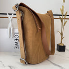 Loewe Loop Medium 39cm in Brown Suede Cowhide 274230