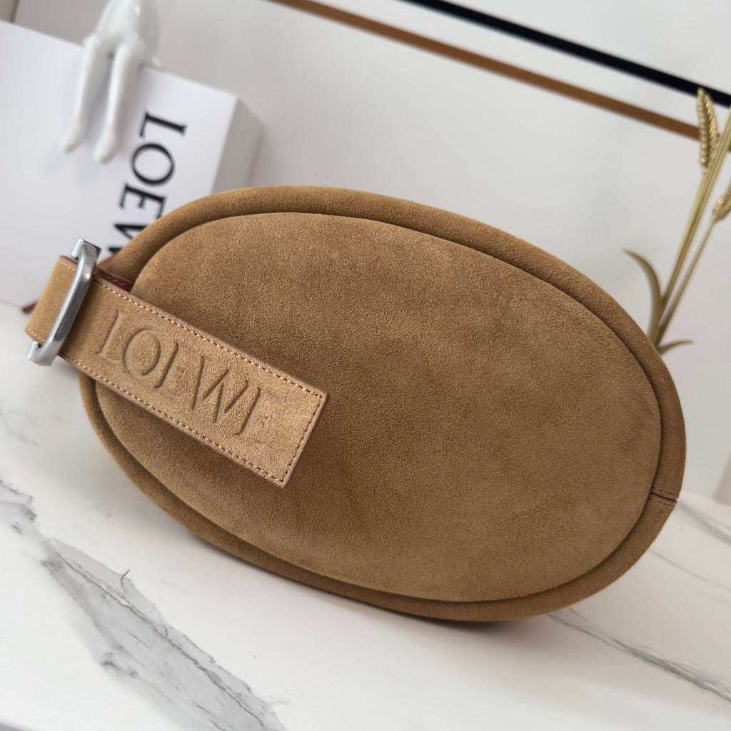 Loewe Loop Medium 39cm in Brown Suede Cowhide 274230