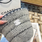 Chanel New Autumn/Winter Wool Blend Knit Bucket Grey Hat 960029