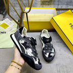 Fendi Wave Pulse Lace-up Grey Black Sneakers Suede 575431
