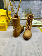 Fendi Filo Lace-up Military Boots Brown Suede 575423