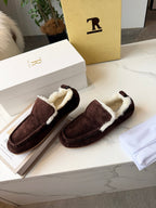 The Row 2025 Autumn/Winter New Slip-on Wool Loafers Brown 576846