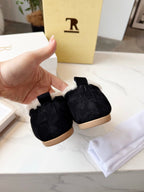 The Row 2025 Autumn/Winter New Slip-on Wool Loafers Black 576845