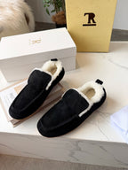 The Row 2025 Autumn/Winter New Slip-on Wool Loafers Black 576845
