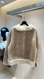 CELINE Shearling Brown Coat with Wool Trim 333327