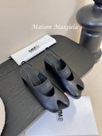 Maison Margiela Split-Toe Peep-Toe Chunky Heel Slingback Black in Sheepskin 580439