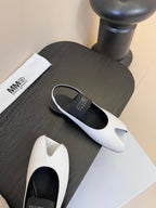 Maison Marginal Apple Toe Ballet Sandals White in Cowhide 580432
