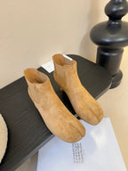 Maison Margiela Tabi Ankle Boots Short Heel Brown Cowhide Suede 580425