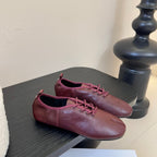 Maison Margiela 2025 Split-Toe Lace-up Shoes Burgundy Cowhide 580418