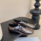 Maison Margiela 2025 Split-Toe Lace-up Shoes Dark Grey Metalic Cowhide 580417