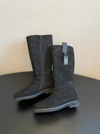 Maison Margiel 25ss Cool Square Toe Tall Riding Boots Black Suede 580413