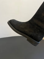 Maison Margiel 25ss Cool Square Toe Tall Riding Boots Black Suede 580413