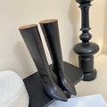 Maison Margiela Pointed Toe Riding High Boots Brown in Cowhide 580446