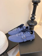 Prada Classic Retro German Trainer Blue Sneakers in Sheepskin Fabric 580383