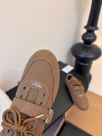 Prada Classic Retro German Trainer Brown Sneakers in Sheepskin Fabric 580382