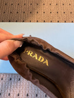 Prada 25ss Brown Pointed Toe Low-Cut Heels in Suede 580372