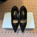 Prada 25ss Black Pointed Toe Low-Cut Heels in Suede 580371