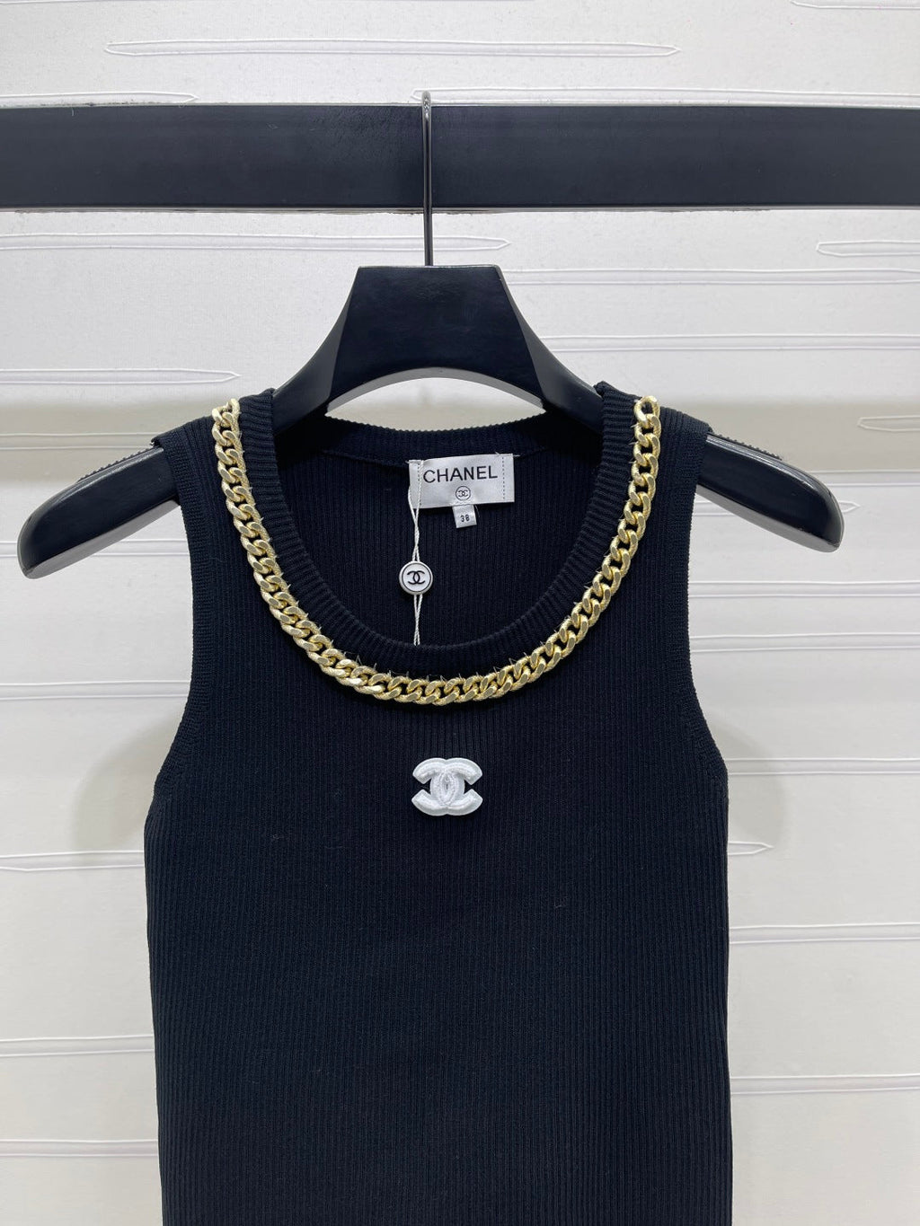 CHANEL 26 CHAIN KNIT VEST WHITE WOOL 335390