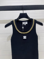 CHANEL 26 CHAIN KNIT VEST WHITE WOOL 335390