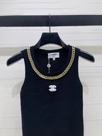 CHANEL 26 CHAIN KNIT VEST WHITE WOOL 335390