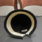 Chanel Women's Plush Bucket Black mix White Hat 980037