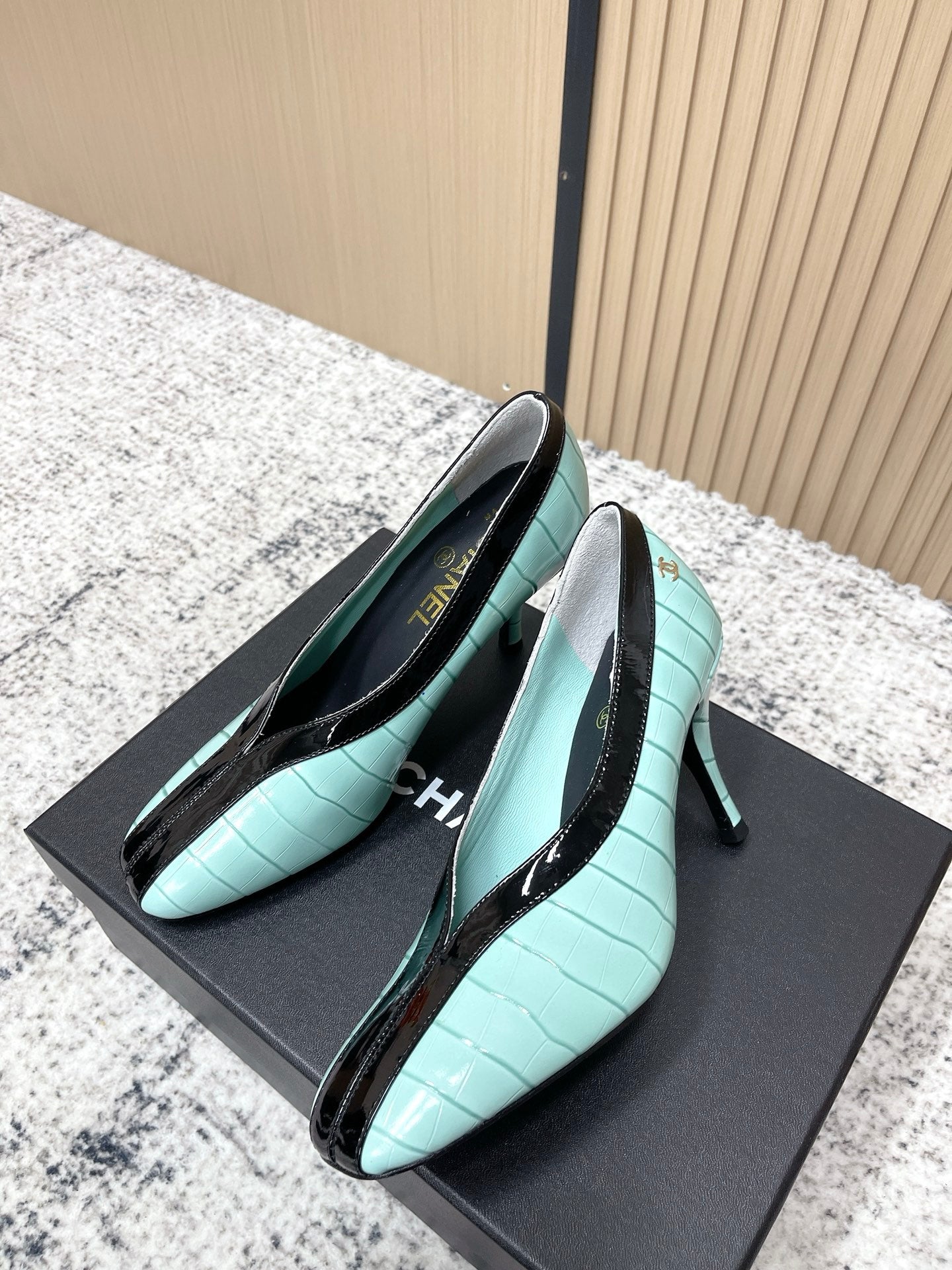 Chanel 26 Closed-Toe Slingback Mint Green in Cowhide 591408