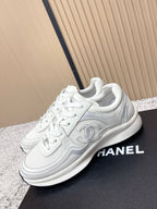 Chanel 26SS New Casual White Sneakers in Cowhide with Mesh Cloth 591414