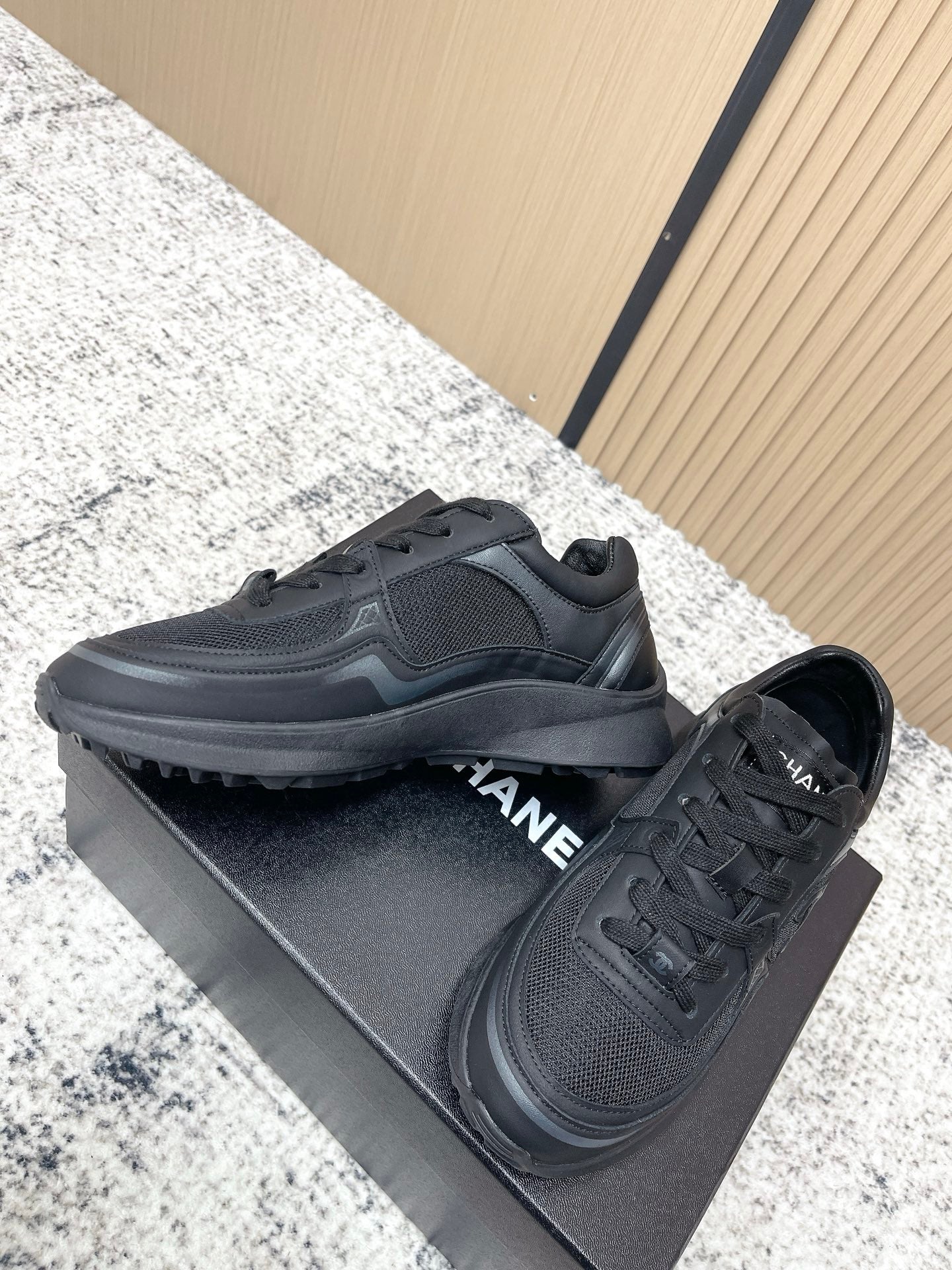 Chanel 26SS New Casual Black Sneakers in Cowhide with Mesh Cloth 591413