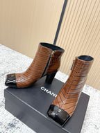 CHANEL Fall/Winter Chelsea Brown Short Boots in Cowhide 591405