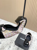 Chanel 26SS Ballet Flats Shoes Pink in Lambskin with Fabric 591394