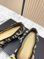 Chanel 26 Tiger Print Brown Black Ballet Flat in Sheepskin Wool 591377
