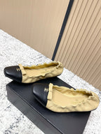 Chanel 26 Ruffle Brown Black Ballet Flats in Lambskin 591374