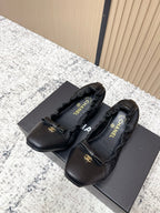 Chanel 26 Ruffle Black Ballet Flats in Lambskin 591373