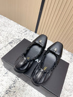 Chanel 26 Ruffle Black Ballet Flats in Lambskin 591373