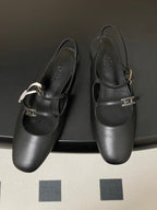 Hermes 26S Mila Open-Heel Sandals Black in Calfskin 594349