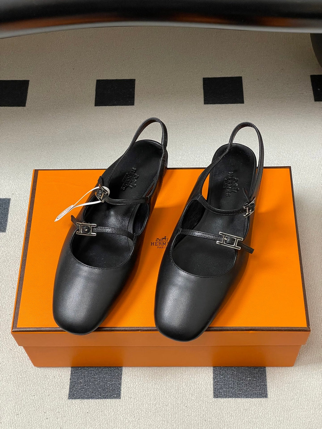Hermes 26S Mila Open-Heel Sandals Black in Calfskin 594349