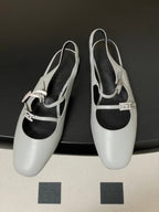 Hermes 26S Mila Open-Heel Sandals Gray in Calfskin 594345