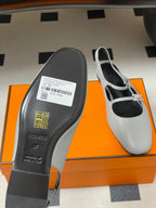 Hermes 26S Mila Open-Heel Sandals Gray in Calfskin 594345