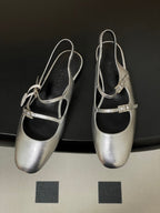 Hermes 26S Mila Open-Heel Sandals Silver in Calfskin 594344