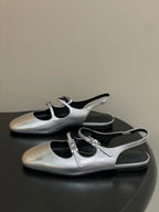 Hermes 26S Mila Open-Heel Sandals Silver in Calfskin 594344