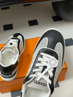 Hermes 26 Match Sneakers Black Gray in Calfskin 594336
