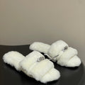 Hermes Giulia Kelly Buckle H-Slippers White in Wool 594328
