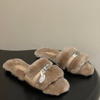 Hermes Giulia Kelly Buckle H-Slippers Beige in Wool 594327