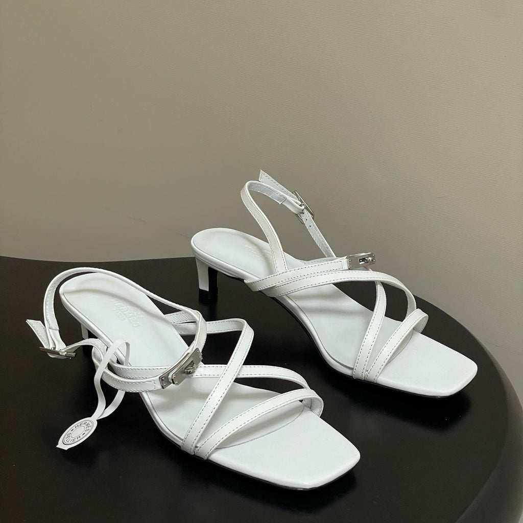 HM Muse Sandal 40 White in Calfskin 593822