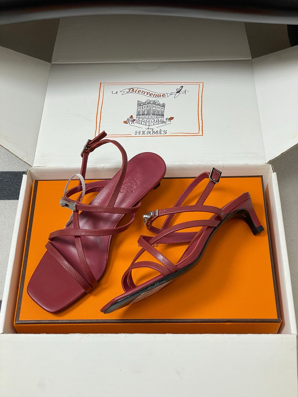 HM Muse Sandal 40 Burgundy in Calfskin 593819