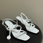 HM Muse Sandal 70 White in Calfskin 593818